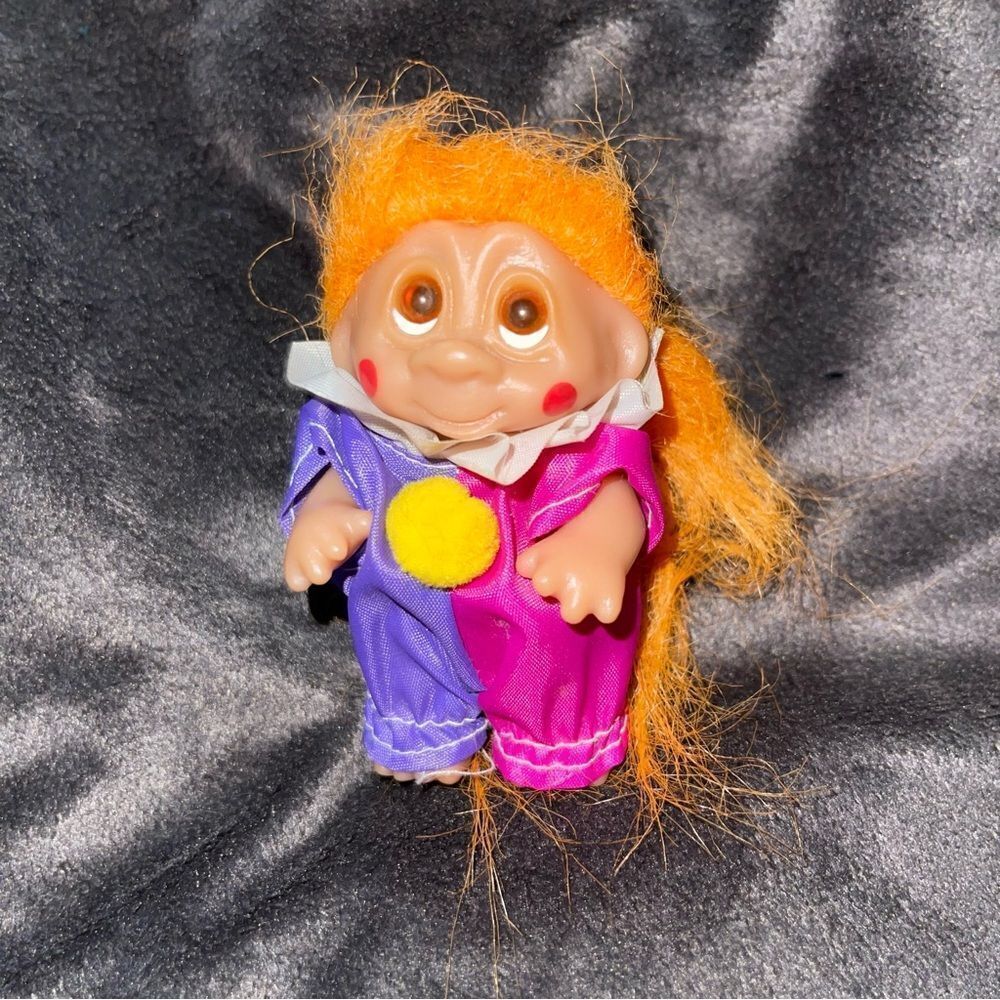 Vintage 1985 Mini Clown Series Orange Hair Norfin Dam Troll Original Costume